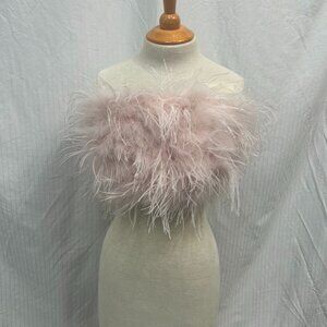 pink puffy ostrich feather halter top